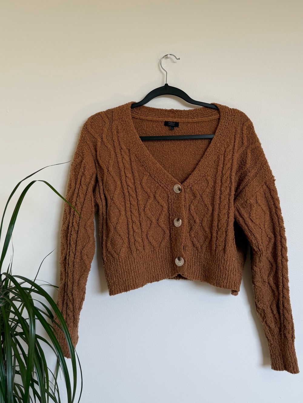 Debut Cable Knit Cropped Cardigan – Women’s M/L